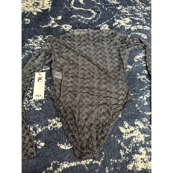 NWT Fila Womens Gaganga Sheer Bodysuit LW037684-001 BlacK Sz. S - Picture 8 of 8